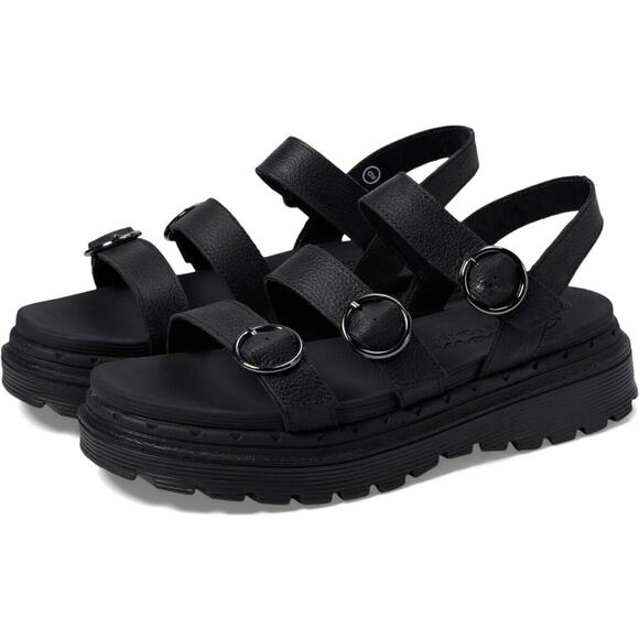 NEW SKECHERS JAMMERS LITE POPPIN' 2.0 WOMEN'S SANDALS BLACK SIZE 11 LEATHER - Picture 1 of 12